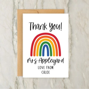Rainbow Teacher Thank You Card | Personalised Teacher Thank You Card | End Of School Year | School Leavers | Nursery Leavers | A6 | 5x7
