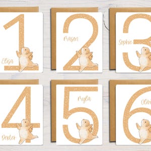 Kaninchen-Geburtstagskarte | Personalisierte Kindergeburtstagskarte | Benutzerdefinierte Alter Grußkarte | Mädchen | Jungen | Name | DIN A6 | 5x7