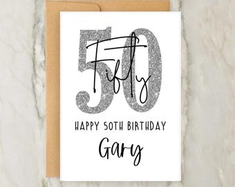 50th Birthday Card | Personalised Greeting Card | Custom Card | Card For Him | Fiftieth | A6 | 5x7
