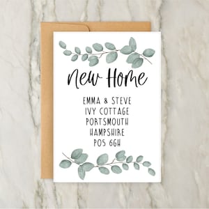 New Home Eucalyptus Nieuwe adreskaarten | Nieuw huis | Nieuw adresaankondiging | Gepersonaliseerde adreswijzigingskaarten | A6