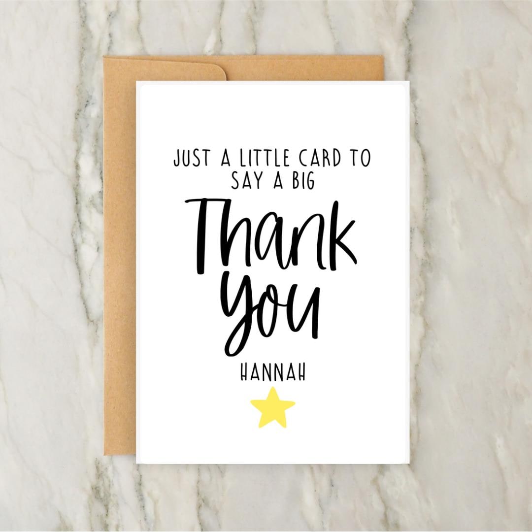Just A Little Card to Say A Big Thank You Card | Personalised Greeting ...