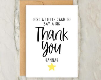 Just A Little Card To Say A Big Thank You Card | Personalised Greeting Card | Custom Card | Thank You Card | Appreciation | A6 | 5x7