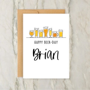 Tarjeta de cumpleaños con texto "Happy Beer Day" / Tarjeta de felicitación personalizada / Tarjeta personalizada / Tarjeta para él / Tarjeta para ella / Tarjeta con alcohol / A6 / 5x7