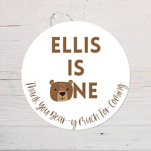 Etichette per il primo compleanno dell'orso / Bomboniere personalizzate per feste per bambini / Adesivi personalizzati per sacchetti per feste / Compleanno per bambini / Animale / Nome / Età