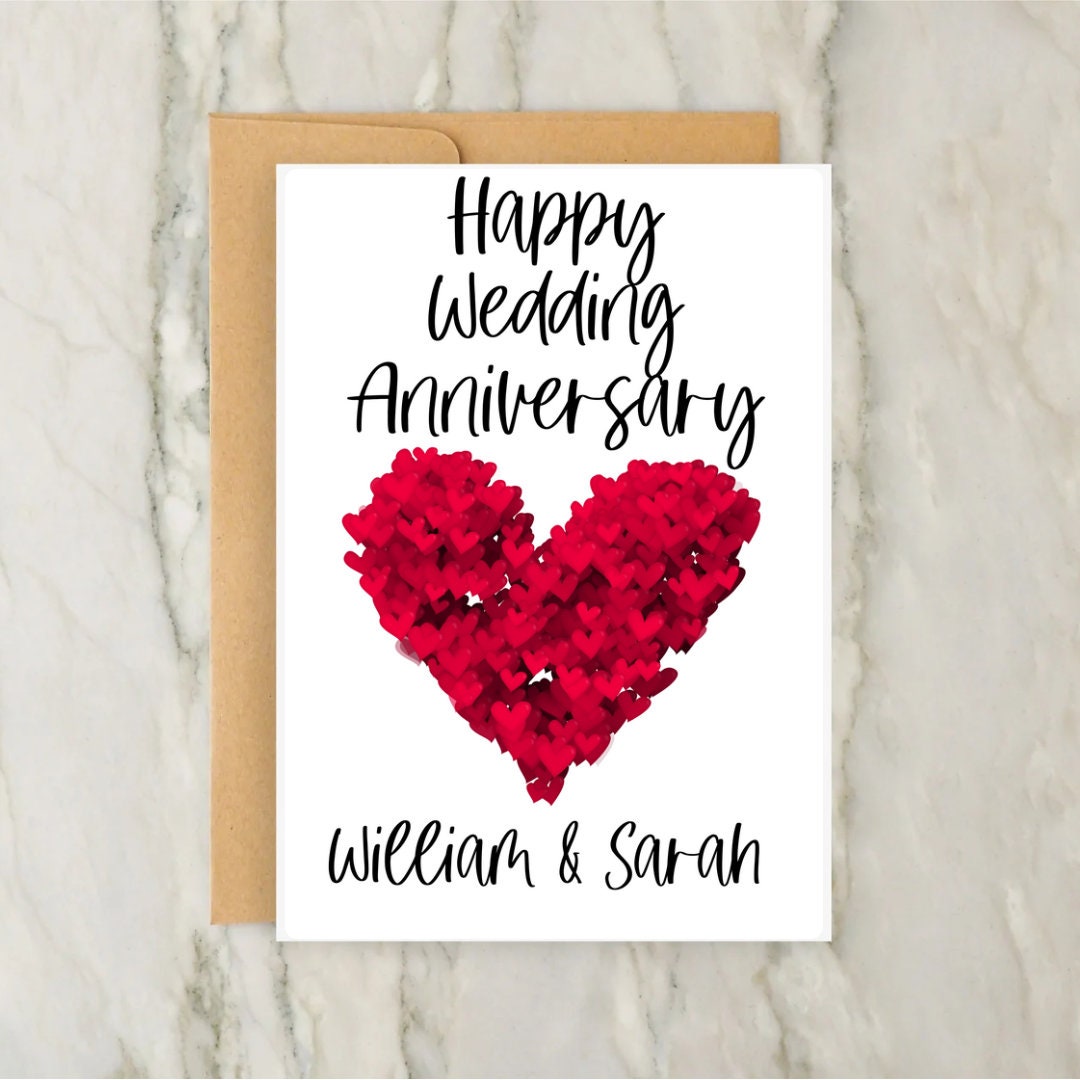Red Heart Wedding Anniversary Card | Personalised Greeting Card