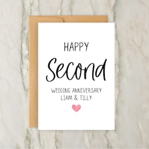 Cartão de Feliz Segundo Aniversário de Casamento | Cartão de Saudação Personalizado | Cartão de 2º Aniversário | Casamento | A6 | 5x7