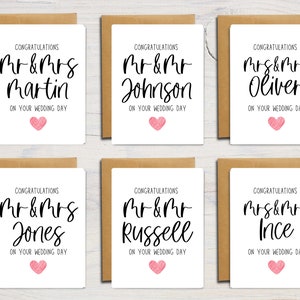 Félicitations pour le jour de votre mariage | Monsieur et Madame | Mme Mme | Mr Mr |Carte de voeux personnalisée | Couple | A6 | 5 x 7