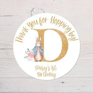 Etichette di compleanno Peter Rabbit / Bomboniere personalizzate per feste per bambini / Borsa per feste personalizzata / Compleanno per bambini / Animale / Nome / Età / 37 mm / 64 mm