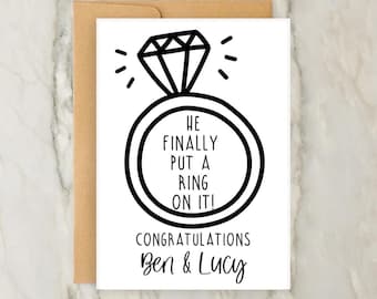 ¡Por fin me pidió matrimonio! Tarjeta de compromiso / Tarjeta de felicitación personalizada / Compromiso / Amor / Pareja / ¡Por fin comprometidos! / A6 / 5x7