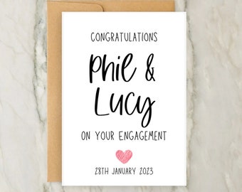 Couple Engagement Card | Personalosed Name Greeting Card | Congratulations On Your Engagement | Love | Couple | A6 | 5x7
