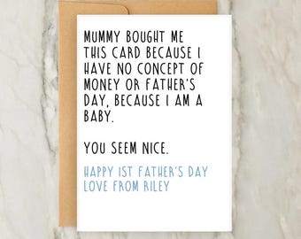 Tarjeta "Mamá me compró esta tarjeta" / Tarjeta de felicitación personalizada para el primer Día del Padre / Papá / Papi / Padre / Bebé / Primer Día del Padre / A6 / 5x7