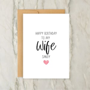 Cartão de aniversário da esposa | Cartão de felicitações personalizado | Cartão personalizado | Sra. | Celebração | A6 | 5x7