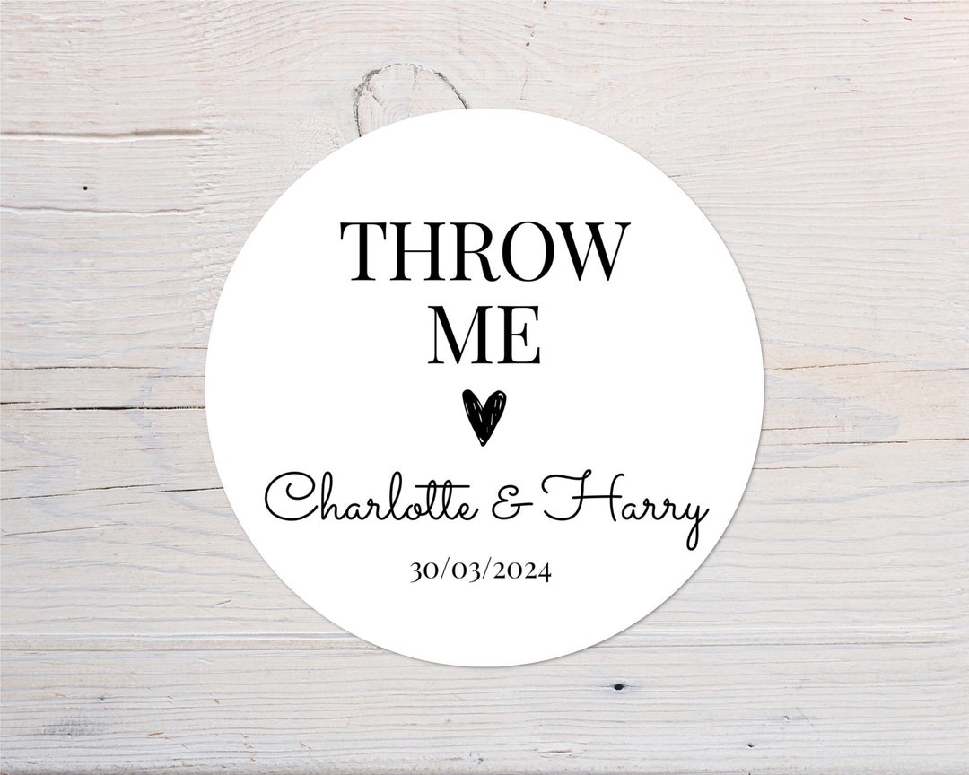 Throw Me Wedding Labels | Confetti Stickers | Personalised Wedding ...