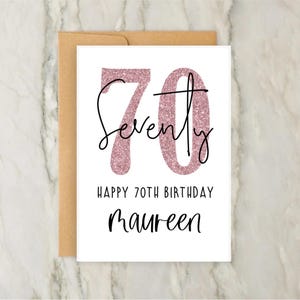 70e anniversaire | Carte de voeux personnalisée | carte personnalisée | carte postale pour elle | Soixante-dixième | A6 | 5 x 7