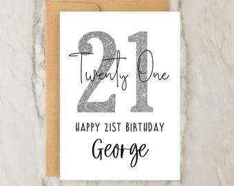 21. Geburtstagskarte | Personalisierte Grußkarte | Benutzerdefinierte Karte | Karte für Sie | Zwanzigster Geburtstag | DIN A6 | 5x7