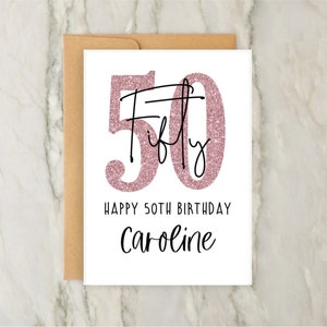 50e anniversaire | Carte de voeux personnalisée | carte personnalisée | carte postale pour elle | Cinquantième | A6 | 5 x 7