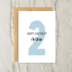 2nd Birthday Card | Personalised Boy Greeting Card | Custom Number Card | A6 | 5x7