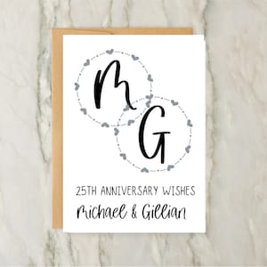 Cartão de aniversário com nome e inicial | Cartão de felicitações personalizado | Cartão de aniversário de coração | Casamento | A6 | 5x7