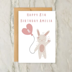 Karte zum Geburtstag mit Ballon Personalisierte Mädchen Grußkarte | Benutzerdefinierte Alterskarte | DIN A6 | 5x7