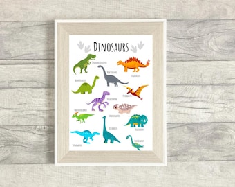 Dinosaurs Print | Dino | Children’s Bedroom Wall Art | Home Decor | Nursery | Bedroom | Playroom | Gift Idea | A4 | 8x10 | A3