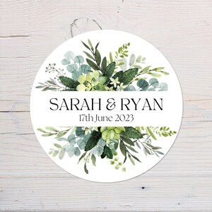 Flower Wedding Labels | Personalised Wedding Favour Stickers | Wedding Thank You Labels | Custom Circular | 37mm | 64mm