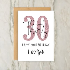 30e anniversaire | Carte de voeux personnalisée | carte personnalisée | carte postale pour elle | Trentième | A6 | 5 x 7
