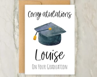 Congratulations On Your Graduation Card | Personalised Greeting Card | Custom Well Done Card | University Leaver | A6 | 5x7