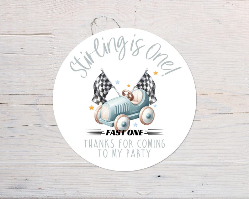 Racing Car Birthday Labels | Personalised Children’s Party Favours ...