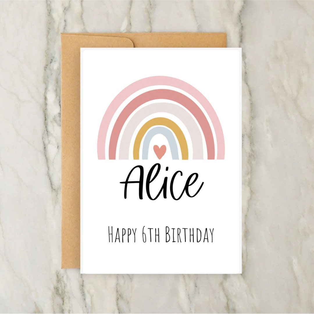 Rainbow 6th Birthday Card | Personalised Girls Birthday Card | Age ...