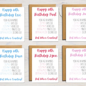 60th Birthday Card | Personalised Age In Numbers Greeting Card | Custom Card | A6 | 5x7