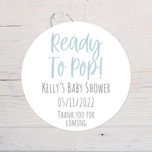 Ready To Pop Baby Shower Labels | Personalised Party Favour | Customised Circular Stickers | 37mm | 64mm | Mummy To Be | Pregnancy