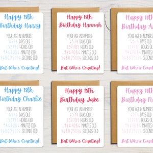 Biglietto di auguri per il 18° compleanno / Biglietto di auguri personalizzato con l'età in numeri / Biglietto personalizzato / A6 / 5x7
