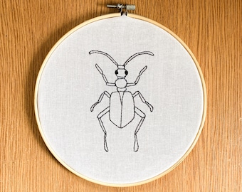 PDF embroidery pattern, one line beetle bug pattern, insect design, fauna embroidery, minimalism design, line art embroidery, strange design