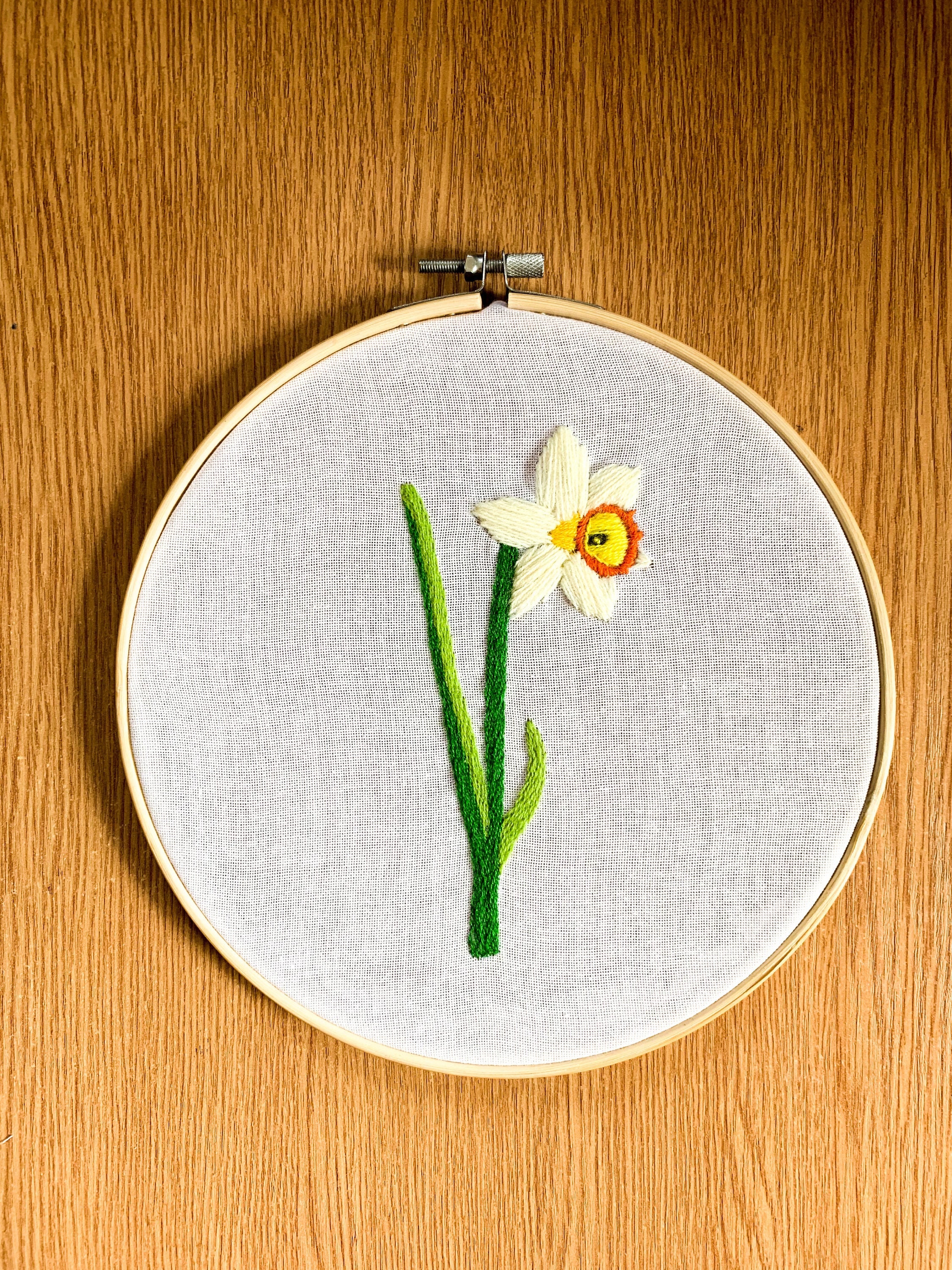 PDF Embroidery Pattern, One Line Plant Stitching, Narcissus Flower