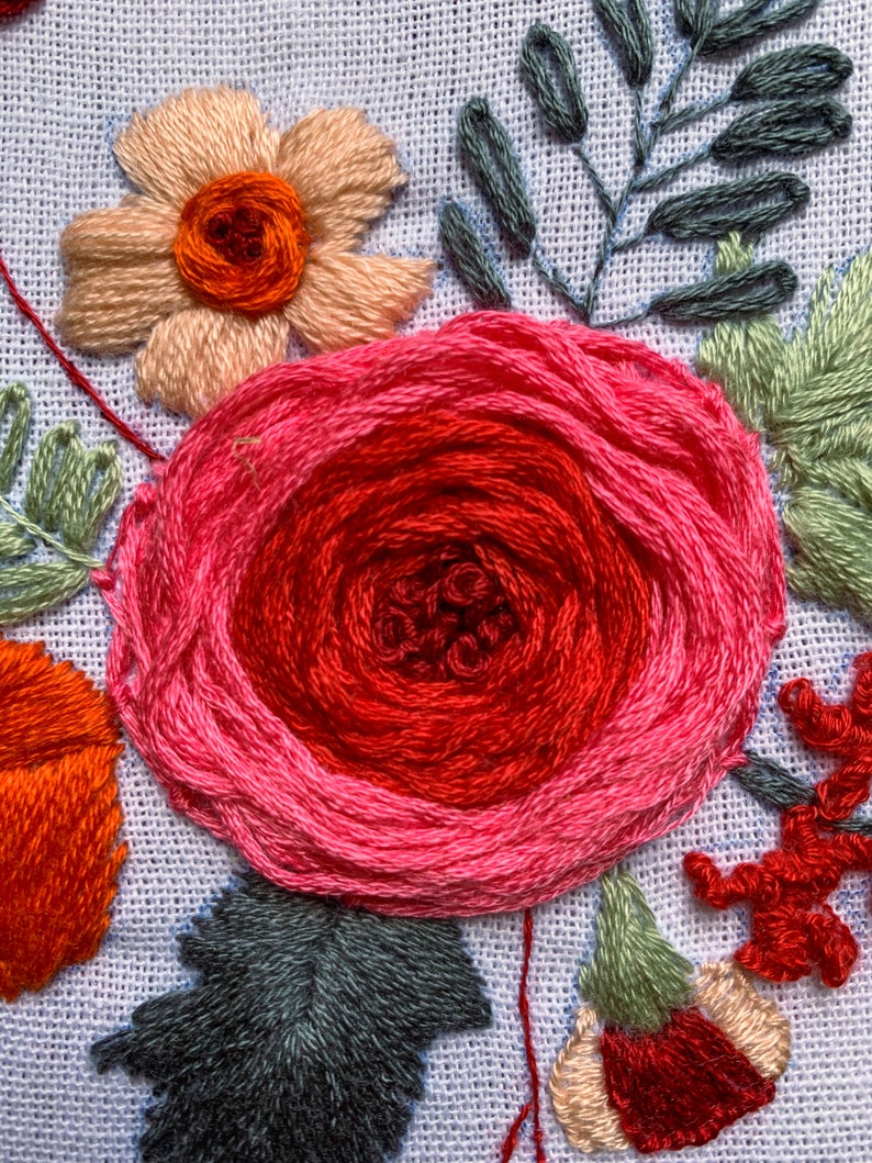 PDF Embroidery Pattern, Field Composition Design, Peony Embroidery