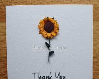 Handmade Thank You Cards, Handmade Cards, Sunflower Cards, Thank you Cards, Quilling Cards, Thank you, Quilling, Greeting Cards