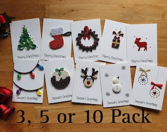 Handmade Quilled Christmas Cards, Seasonal Greeting Handcrafted Card with envelope, 3D Cards, Merry Christmas
