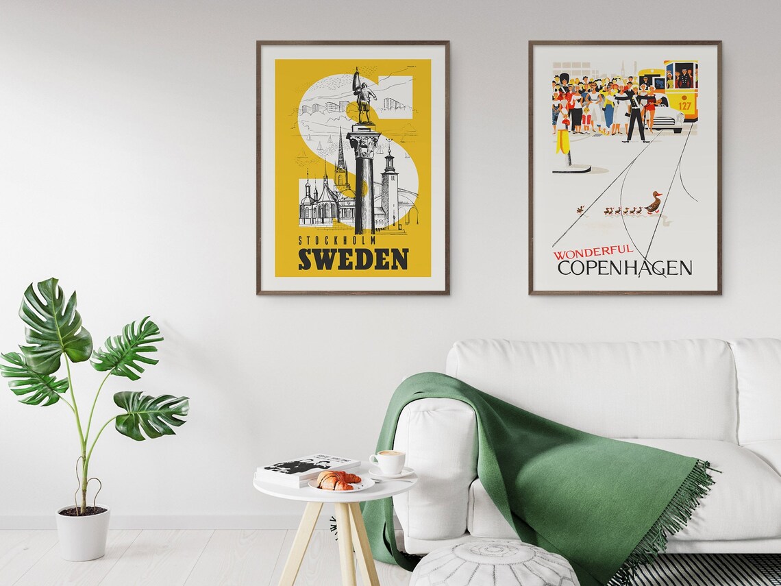 Stockholm Sweden Retro Travel Poster by Anders Beckman 1946 Etsy