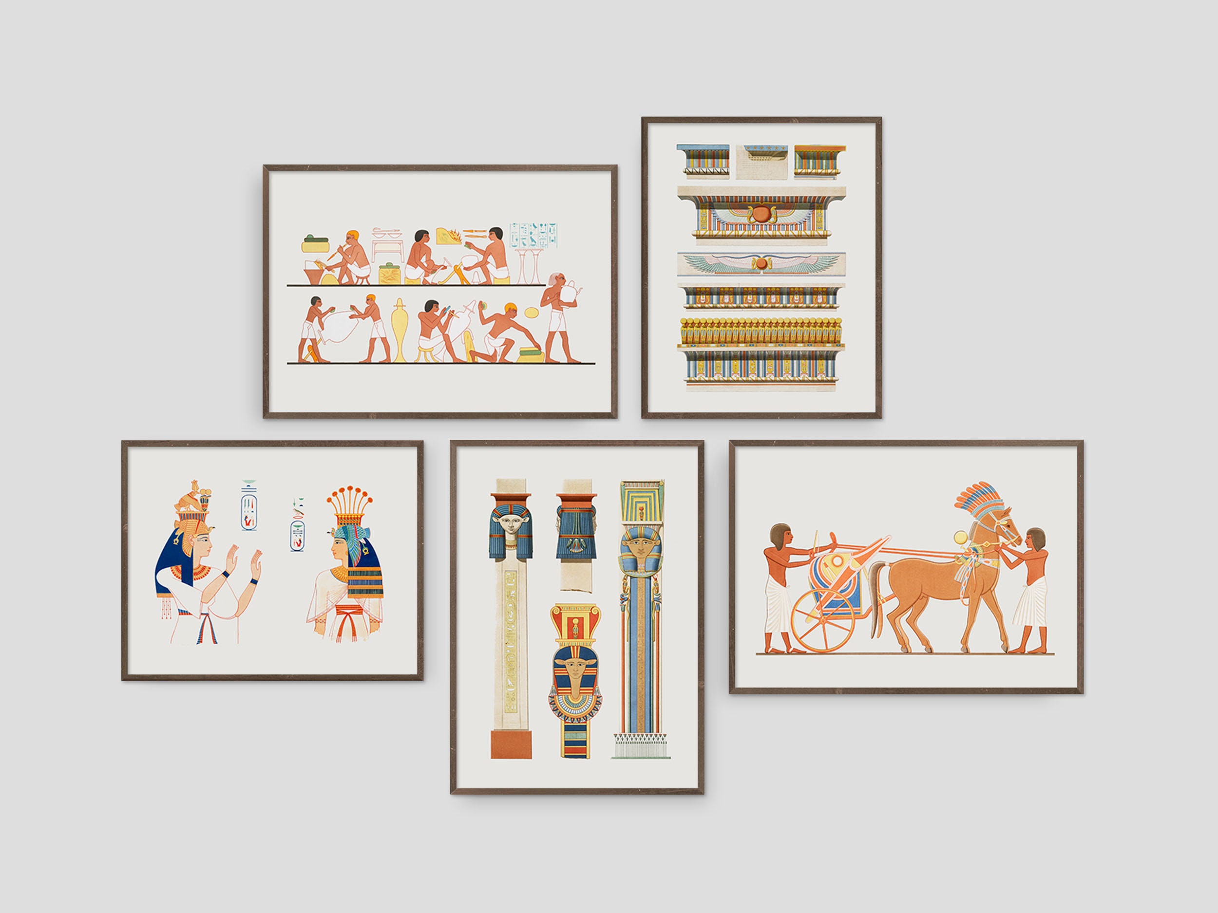 Ancient Egypt gallery wall Egyptian wall art set of 5 Etsy