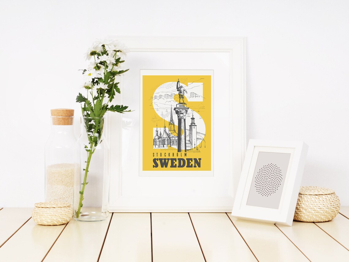 Stockholm Sweden Retro Travel Poster by Anders Beckman 1946 Etsy