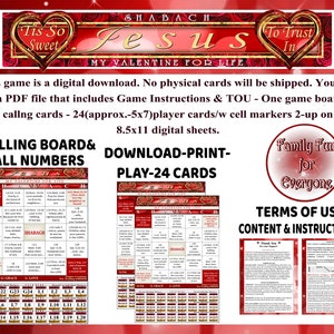 SHABACH 24 Card VALENTINE BINGO