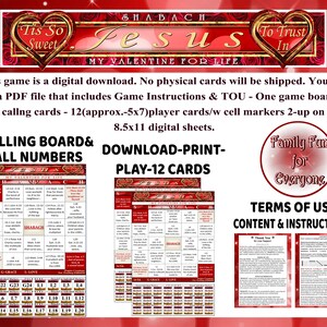 SHABACH 12 Card VALENTINE BINGO