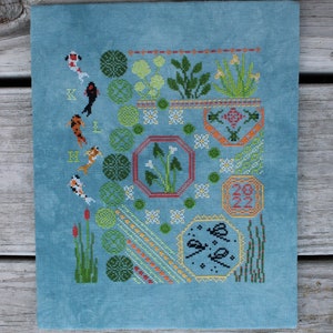 Koi Pond Sampler - The Koi Pond Collection - Koi Fish and Pond Plants Cross Stitch Pattern - PDF Download