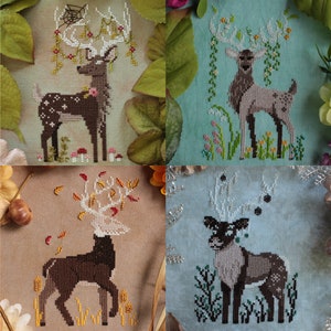 Seasonal Deer Spirits Cross Stitch Pattern Bundle - All 4 Deer Spirit Patterns - Spring - Summer - Autumn - Winter - PDF Digital Download