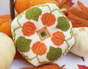 Pumpkin Biscornu - PDF Cross Stitch Pattern