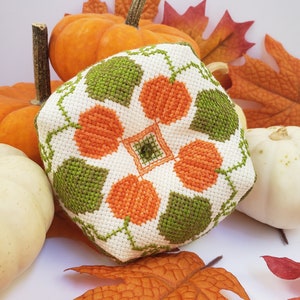 Pumpkin Biscornu - PDF Cross Stitch Pattern