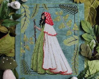 Lady Amanita - Mushroom and Forest Cross Stitch Pattern - PDF Delivery