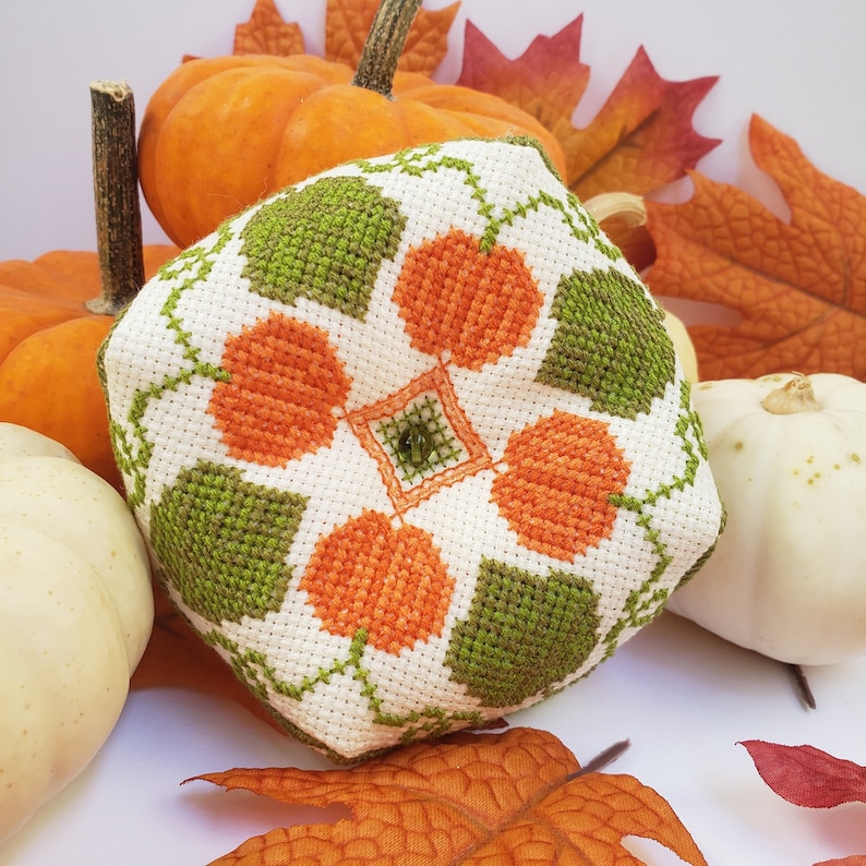 Pumpkin Biscornu PDF Cross Stitch Pattern image 1