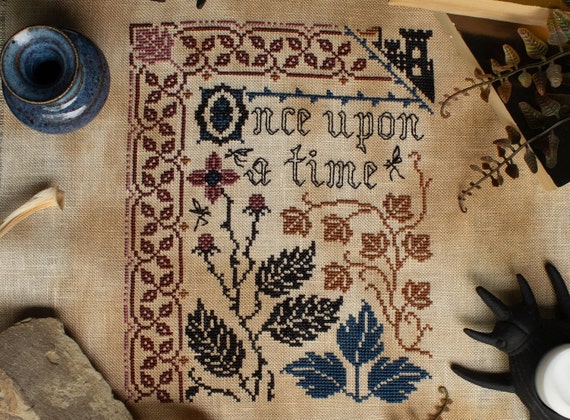 The Briar Cross Stitch Pattern - Illuminated Storybook Fairy Tale Sampler - Once Upon a Time Sleeping Beauty PDF Digital Download