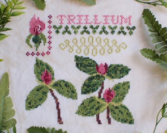 Trillium - Spring Ephemerals Cross Stitch Pattern - Springtime Seasonal Flowers - PDF Download